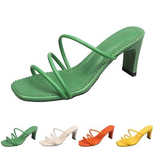 Slippers Women Sandals High Heels Fashion Shoes Gai Triple White Black Red Yellow Green Brown Color109