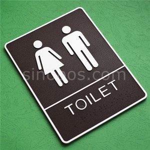 Selbstklebendes Badezimmer-Kunststoffschild mit Braille-Prägung, 8 Waschraumtür, große Beschilderung, Toilettenwandpaneele, WC-Raum, Plat265d