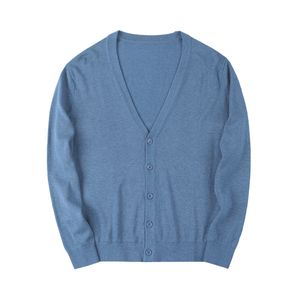 Cardigan de malha masculino primavera e outono suéter básico com decote em v camisa de malha de cor sólida para homem