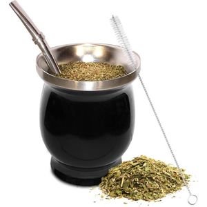 Mugs Yerba Mate Natural Gourd Tea Cup Set 8 Ounces Bombillas Straw Cleaning Brush Stainless Steel Double-Walled Easy Clean220K