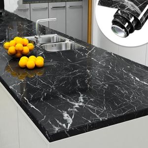 60 cm 5 m Impermeabile a prova di olio Marmo Carta da parati autoadesiva Pellicola vinilica Adesivi murali Bagno Camera da letto Cucina Armadio Casa Improv221l