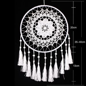 Room Crafts White Dream Catcher Handmade Hanging wall Ornament home Decoration Craft Big Circle Dreamcatcher258F