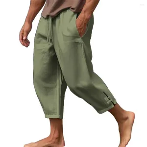 Pantaloni da uomo Pantaloni corti da uomo con coulisse in vita elastica, tasche larghe, cavallo profondo, pantaloni da spiaggia estivi