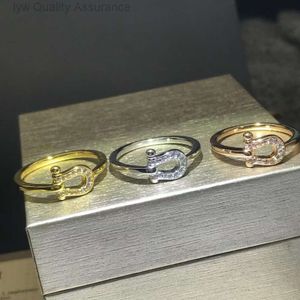 Designer Freds Ring Fei Jia High Edition U-förmige 8-förmige Hufeisenring breit und schmal Edition Volldiamant V-Gold Verdickte Plattierung 18k Roségoldpaar Ring