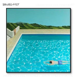 Målerier Artist Handmålade högkvalitativa impressionistiska simning av oljemålning på duk Fine Art Special Landscape Man183b