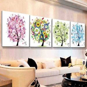 4 uppsättningar 5D DIY Specialformad full konst Olika form 4 Seasons Diamond Drawing Tree Cross Stitch Point Drill Målning242r