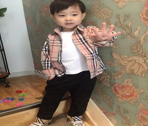 Spring Autumn Boys Shirt Casual TurnDown Collar Full Sleeve Plaid Children039s Shirts For 37 Years Old Baby clothing1723981