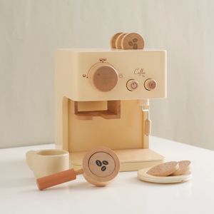 子供の木製モンテッソーリのおもちゃセット子供コーヒーマシンキッチンおもちゃお子様コスプレプレイハウス教育玩具ギフト240229