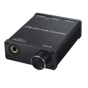Converter HFES USB DAC Audio Converter Adapter med hörlurarförstärkare USB till koaxial S/PDIF Digital till analog 6.35mm ljudkort