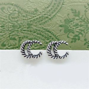 Retro double letter lady luxury earings for teen girls 12-14 years old style special twisted christmas fun ohrringe studs plated silver designer earrings ZB034 I4