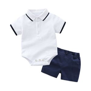 Abiti da gentiluomo per bambini, abiti da pagliaccino a maniche corte per neonati+pantaloni corti abiti estivi