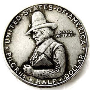 USA 1920 pilgrim halv dollar hantverk minnesmärke silverpläterad kopia myntfabrik fin hemtillbehör234x