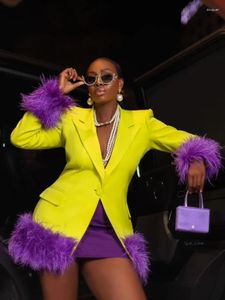 Women's Suits HIGH STREET Est 2024 Stylish Designer Jacket Single Button Feather Embellished Blazer