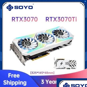 بطاقات الرسومات Soyo RTX3070TI RTX3070 8G GDDR6 GDDR6 256BIT 12PIN NVIDIA بطاقة سطح المكتب PCI Express X16 تسليم OTM6V