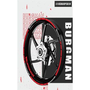 Motorcykelklistermärken Hjuldekoration Reflekterande Inner Ring Stripe Protection Decals Hållbar banduppsättning för Suzuki Burgman Burgman3696940 Otbzi
