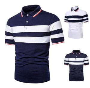 Men039s Polos Sommer Männer Kurzarm Marke Kleidung Golf Shirt Mode Business Casual Baumwolle Männlichen Streifen Hohe Qualität Contras7201953