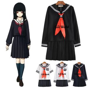 S5XL Jigoku Shoujo Enma Ai Summer Sailor Suit JK School Uniform Students Cloth Tops kjolar Anime Cosplay Costumes 240226