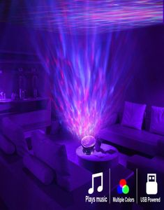 Ocean Wave Projector LED Night Light inbyggd Musikspelare Remote Control 7 Light Cosmos Star Luminaria för barnbäddsrum9660759