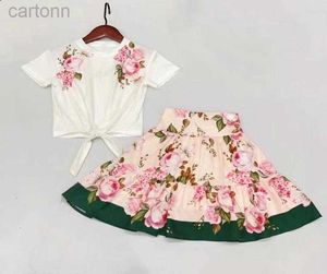 Clothing Sets Highend baby clothing sets girls short sleeved suits summer children western style European and American style skirt ldd240311