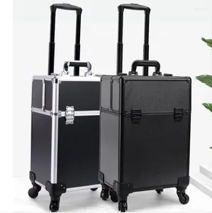 Suitcases Women Rolling Cosmetic Suiase Multi-layer Nail Tattoo Suitcase Beauty Case Spinner Bags On Wheels Makeup
