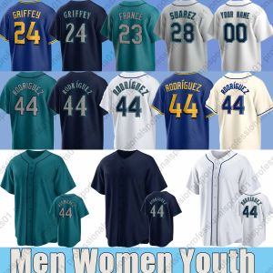 24 Ken Griffey Jr. Jersey 44 Julio Rodriguez Camisas de Beisebol Seattles 36 Logan Gilbert Suzuki Ichiro Mariners 3 JP Crawford Cal Raleigh Ty França Luis Castillo