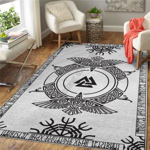 Mattor Viking Tattoo Eagle Rug 3D över hela tryckta mattan Mat vardagsrum Flanell Sovrum Non-Slip Floor 03289W