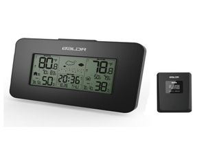 Fashion Baldr Weather Station Clock inomhus utomhus temperatur Fuktighet Display Trådlös väderprognos Alarm Snooze Blue Backli8573748