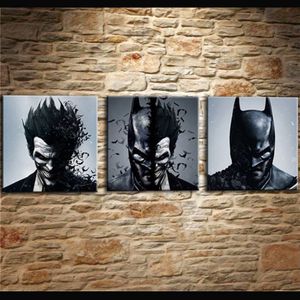 Pintura Sala de estar Parede Cuadros Decoração Arte 3 Peças Pcs Joker Batman Poster Lona Impressão Sem Moldura HD Modular Impresso Pictur194U