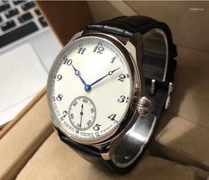 Wristwatches 44mm NO Logo White Dial Asian 6497 17 Jewels Mechanical Hand Wind Movement Men's Watch Watches GR51-20