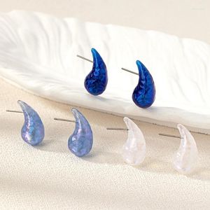 Stud Earrings UJBOX Wholesale 5 Colors Resin Acrylic Flashing Teardrop Surface Uneven For Women