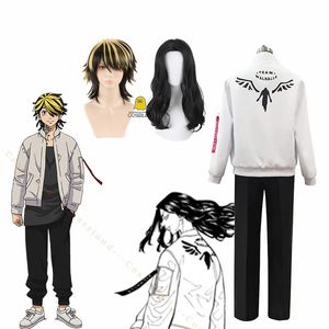 Anime Tokyo Revengers Gang Baruhara Valhalla Uniforme Keisuke Baji Kazutora Hanemiya Cosplay Giacca bianca Costume Pantaloni neri 240229