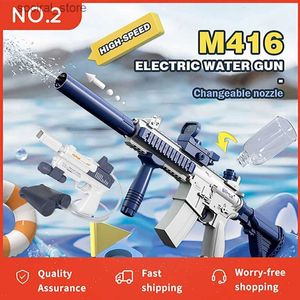 Gun Toys Summer Fullt Automatic Electric Water Gun Closeble Long-Range Continuous Firing Space Party Game Splash Kids Toy Boy Gift L240312