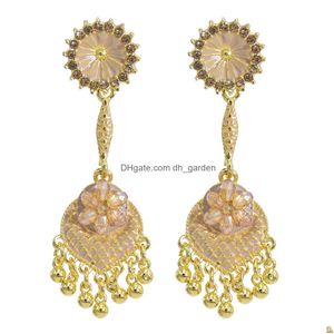 Dangle Chandelier Indian Jhu Earrings For Women Gold Alloy With Big Crystal Bells Tassel Earring Party Jewelry Gift Drop Deli Dhgarden Dhc70