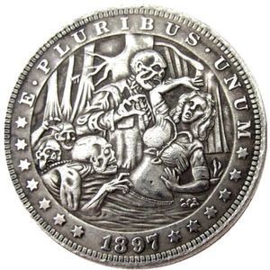 HB61 Hobo Morgan Dollar Skull Zombie szkielet kopia monety mosiężne ozdoby rzemieślnicze