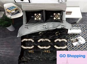 Wholesale European and American Fashion Brand Four-Piece Quilt Cover Bed Sheet Bedding Light Luxury Brushed Set
