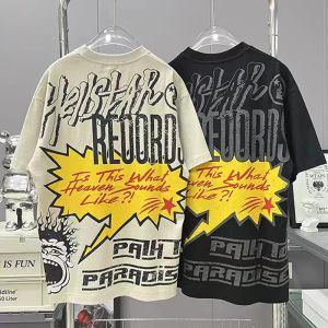 T-shirt Foto reale Maglietta Hellstar Maglietta americana High Street Hip Hop Stampa alfabetica Maglietta Hellstar Uomo Donna Maglietta estiva a maniche corte