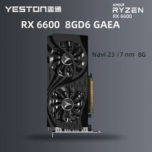 Yeston Radeon Gaming RX 6600 GPU 8GB D6 GDDR6 128BIT 7NM سطح المكتب كمبيوتر الكمبيوتر.