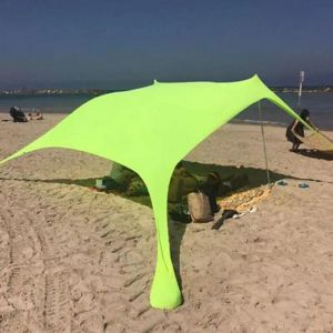 Tende da sole per famiglie Tenda da spiaggia Grande tenda parasole da spiaggia con pali di stabilità UPF50+Ombreggiatura esterna per spiaggia, campeggio, feste o picnic