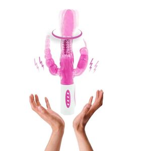 YEMA 12 Modes Vibration 4 Funktion 360 Rotation Dubbel penetrationer Rabbit Anal Vibrator Sex Toys For Woman Sex Products S10182145175