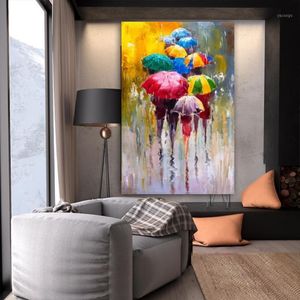 Paintings Wangart Abstract Portrait Oil Print On Canvas Art Prints Girl Holding An Umbrella Painting For Room244n