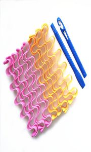 12 Stück 45 cm DIY Magic Hair Curlers Spiral Curls Styling Kit Wiederverwendbar Kein Hitzewellen-Lockenwickler mit 1 Haken für Long Short4689003