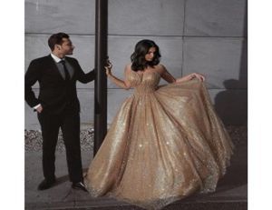Złote luksusowe sukienki na wieczorne 2020 z odłączanym pociągiem szampana koraliki syreny balowe sukienki koronkowe luksusowe sukienki imprezowe D5984012