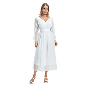 Casual Kleider Frauen Formales Abendkleid V-ausschnitt Mesh Patchwork Langarm Kleid Für Cocktail Hochzeit Party