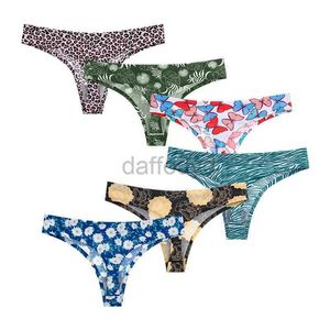 Panties Women's Womens Panties 3PCS/Set Women Seamless Printed Underwear Low-Rise Ice Silk Sexy Female Underpants Big Size G-String Girls Thong NKT2155Wome ldd240311