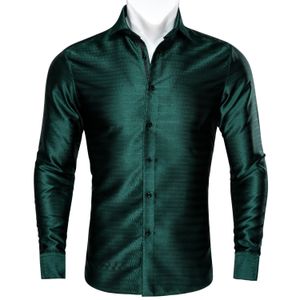 Barry.Wang Luxury Green Solid Silk Shirts Men Men for Men Designer Fit Dress Shirt by-0055 240304