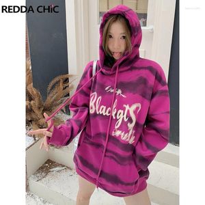 Hoodies للسيدات Reddachic Tie صبغة مخطط مقنعين مقنعين جيب الجيب كبير الحجم طويل الأكمام طويلة الرسوم