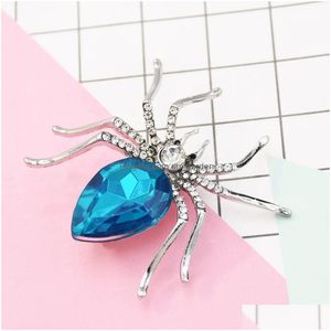 Spilli Spille Donna Strass di cristallo Animale Insetto Spilla Ragno Pin Regalo di compleanno Consegna di goccia Gioielli Dhgarden Dh17U