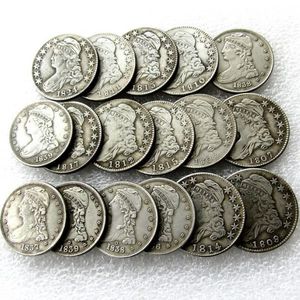 US MIX DATUM 1807-1839 17st. Kappade byst halv dollar Craft Silver Plated Copy Coin Metal Dies Manufacturing Factory 203m