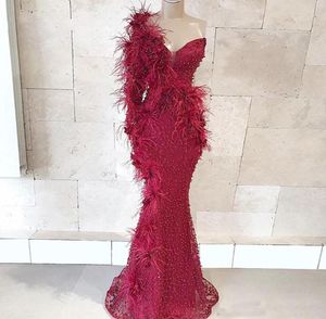 깃털 구슬 공식 이브닝 드레스 사용자 정의 제작 된 무슬림 아라비아 댄스 파티 드레스 2019 Robe de Soiree 터키 파티 가운 8902960