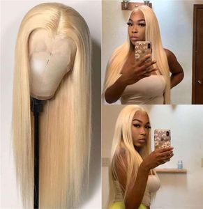 Ymsbeauty 613 cor loira perucas cheias do laço cabelo humano em linha reta loira transparente perucas dianteiras do laço para mulheres brancas com cabelo do bebê3138983